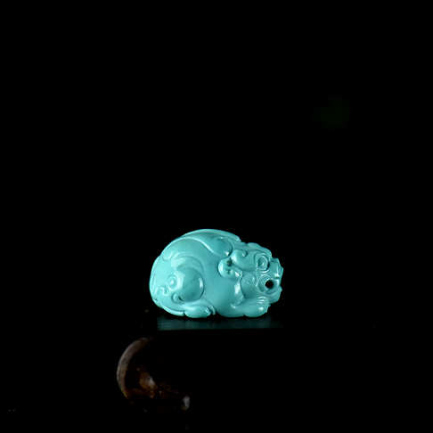 高瓷蓝绿松石貔貅吊坠--绿松石-D22P619F15001