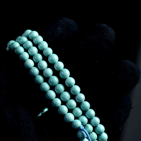 6mm中高瓷蓝色绿松石多圈手串--绿松石-D22S020E16001