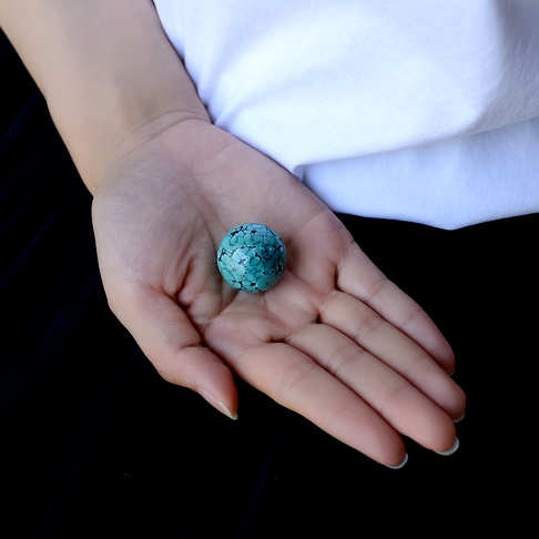 23.5mm高瓷乌兰花蓝绿绿松石圆珠--绿松石-F228318F02001