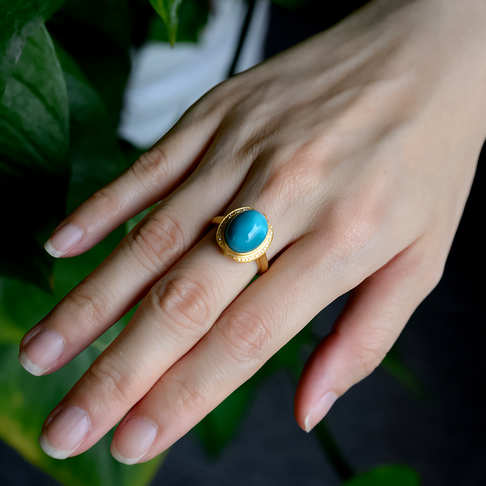 高瓷蓝绿松石戒指--绿松石-F22CM19D29004