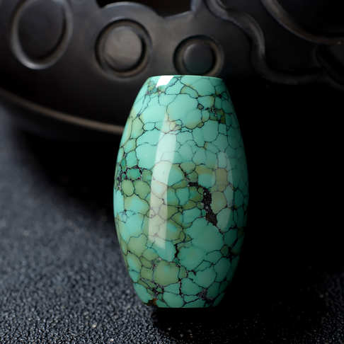 高瓷铁线蓝绿绿松石桶珠--绿松石-F22K920G09001