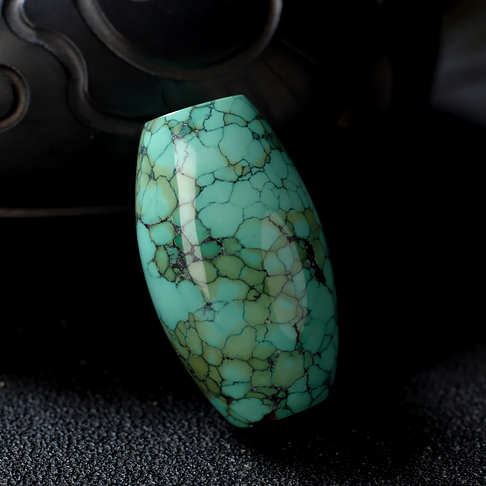 高瓷铁线蓝绿绿松石桶珠--绿松石-F22K920G09001