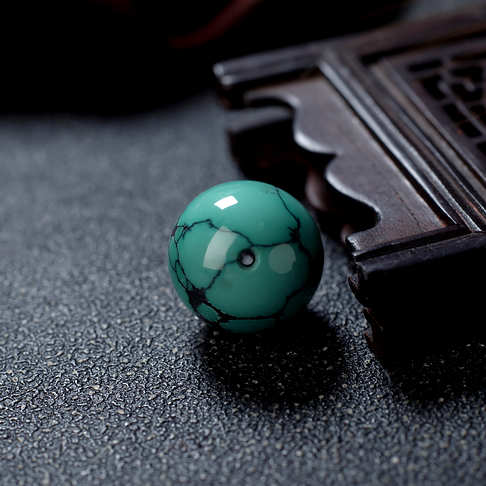 15.5mm高瓷铁线蓝绿绿松石圆珠--绿松石-F22K920G27008