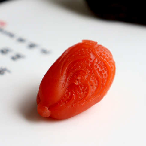 柿子红南红白菜吊坠-南红玛瑙-四川南红-A02D321J28007