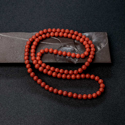 7mm柿子红南红珠链-南红玛瑙-保山南红-B021917D17006