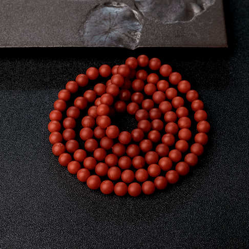 7mm柿子红南红珠链-南红玛瑙-保山南红-B021917D17006