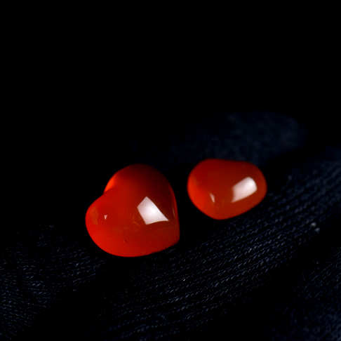 冰红南红爱心戒面套装（二件）-南红玛瑙-保山南红-D02CG20H03009