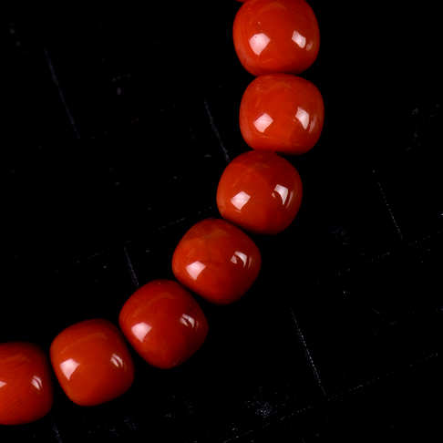 柿子红南红老形珠单圈手串-南红玛瑙-四川南红-D02FP21K19004