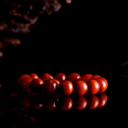 11.0mm柿子红南红圆珠单圈手串-南红玛瑙-四川南红-D02P918D09015