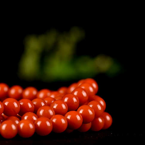 8.0mm柿子红南红108佛珠多圈手串-南红玛瑙-保山南红-D02S018G050