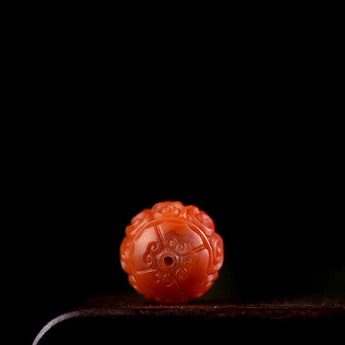 15mm柿子红南红回纹珠配件-南红玛瑙-四川南红-D02S018J19008