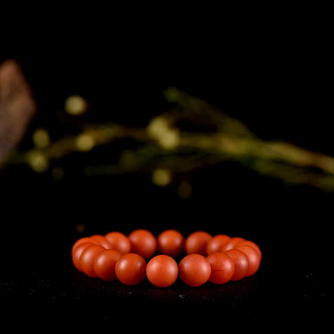 10.5mm柿子红南红单圈手串-南红玛瑙-保山南红-D02S019B20006