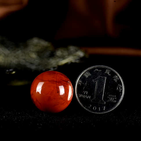 21mm柿子红南红圆珠-南红玛瑙-四川南红-D02S020H03002
