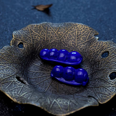 紫蓝色青金石福豆吊坠（两件）--青金石-B03M017J24008