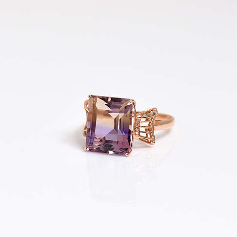 镶钻紫黄晶戒指--水晶-A040217A19003