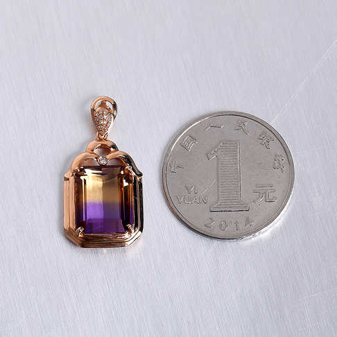 金镶钻紫黄水晶吊坠--水晶-A040416H10007