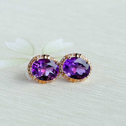金镶钻紫水晶耳钉--水晶-A040416H12003