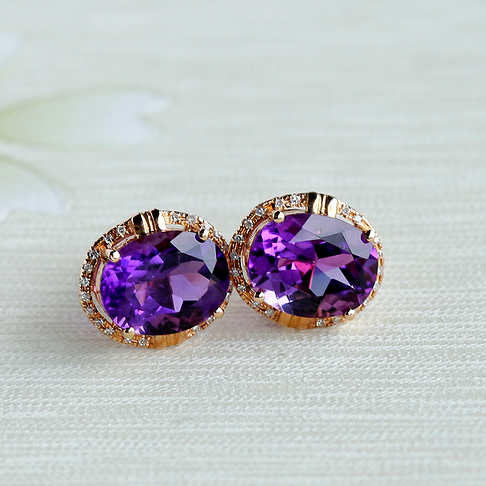 金镶钻紫水晶耳钉--水晶-A040416H12003