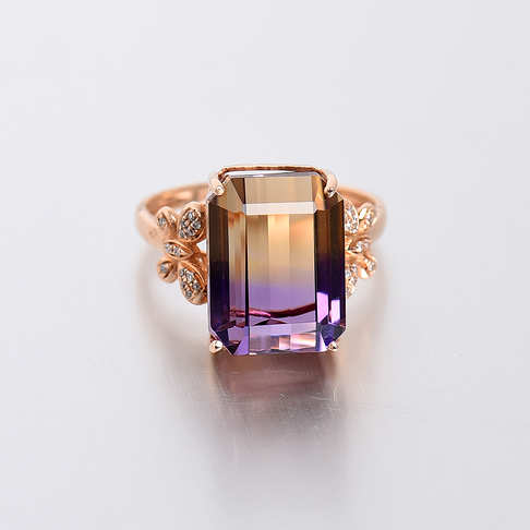 金镶钻紫黄晶戒指--水晶-A040416H12036