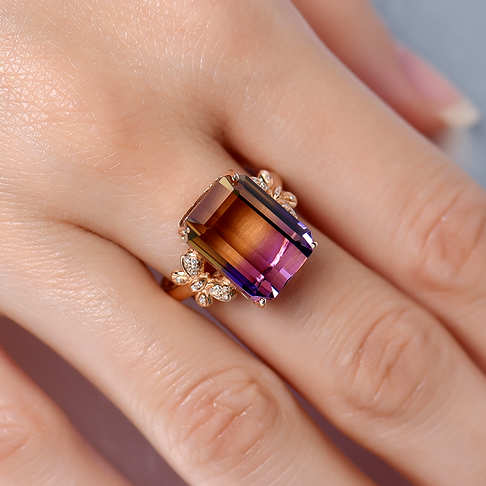 金镶钻紫黄晶戒指--水晶-A040416H12036