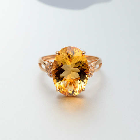金镶钻千禧切工黄水晶戒指--水晶-B040416G31015
