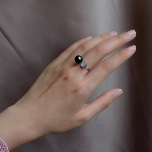 海水黑色珍珠戒指--珍珠-海水珠-B38A918J16009