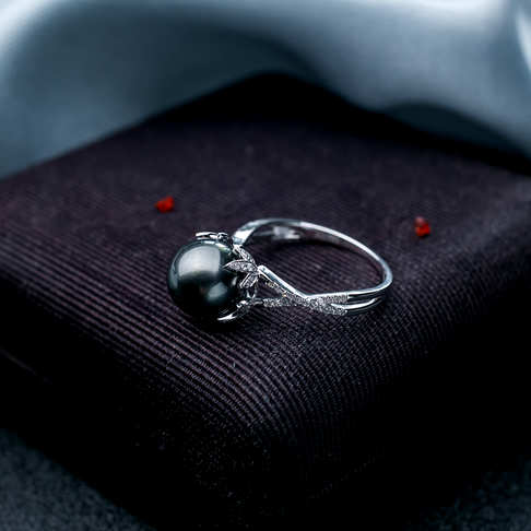 海水黑色珍珠戒指--珍珠-海水珠-B38A918L05007