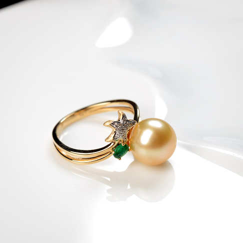 海水金色珍珠戒指--珍珠-海水珠-B38A919F29001