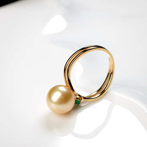 海水金色珍珠戒指--珍珠-海水珠-B38A919F29001