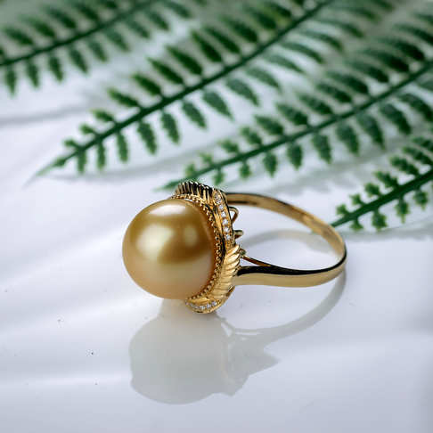 海水金色珍珠戒指--珍珠-海水珠-B38AT19B21002