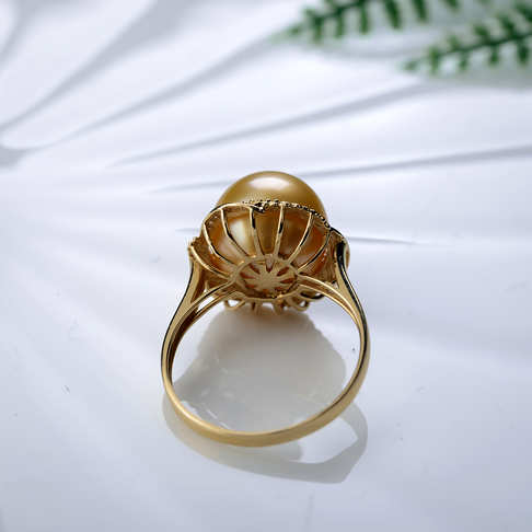 海水金色珍珠戒指--珍珠-海水珠-B38AT19B21002