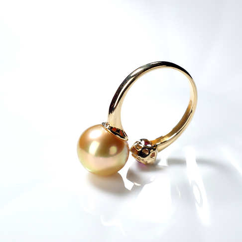 海水金色珍珠戒指--珍珠-海水珠-B38AT20E08004