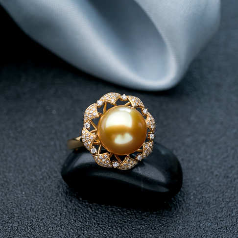 海水金色珍珠戒指--珍珠-海水珠-B38CE19C11010