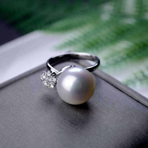 海水白色珍珠戒指--珍珠-海水珠-F38CI19B21005