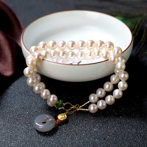 淡水白色珍珠手链--珍珠-淡水珠-F38GG20G03001