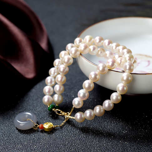 淡水白色珍珠手链--珍珠-淡水珠-F38GG20G03001