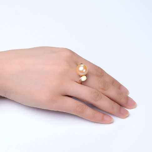 淡水粉色珍珠戒指--珍珠-淡水珠-F38V918C25016