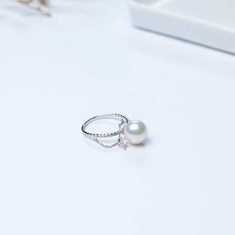 海水白色珍珠戒指--珍珠-海水珠-F38V918C25018