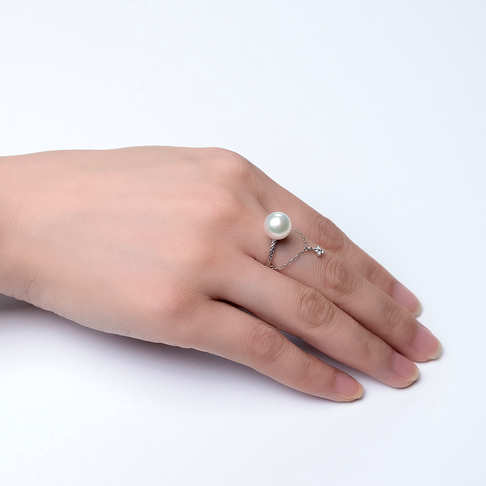 海水白色珍珠戒指--珍珠-海水珠-F38V918C25018