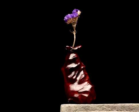 紫檀-随型花器-野生林高密老料整料案上摆件印度小叶紫