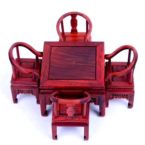 红木迷你小家具： 桌子_为10*10*7.6cm高椅