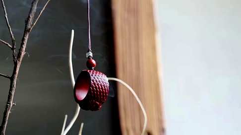 印度小叶紫檀祥龙扳指吊坠挂链精工木质工艺品