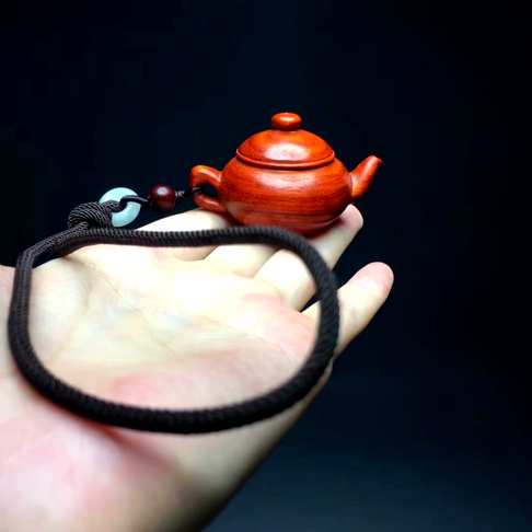 茶壶手把件有着把把胡壶的美好寓意印度小叶紫檀茶壶手把件_5