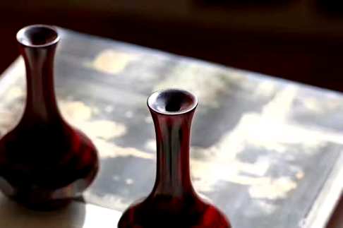  净瓶花器一对创意摆件材质印度小叶紫檀野生林老料