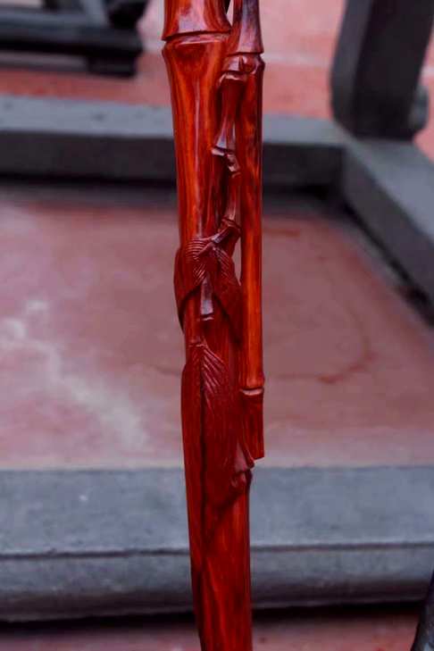 小叶紫檀老料知足常乐拐杖4.5×95.5cm整料雕刻过年送礼很实用￥399