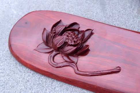 小叶紫檀莲花干泡茶盘52.3×16.5×4cm材质细腻带水波