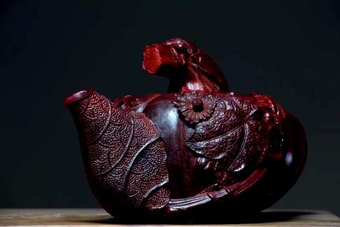 小叶紫檀多子多福大壶27.5×15×15.5cm大尺寸精工雕刻注意尺寸