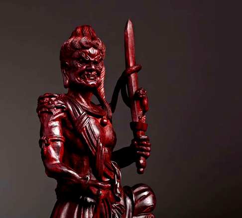 雕刻｛不动明王菩萨｝清刀印度小叶紫檀名家手工收藏级